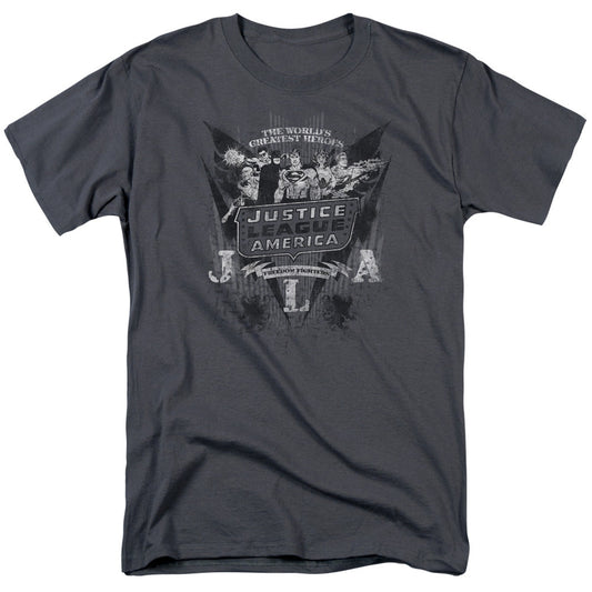 DC Comics Greatest Heroes Mens T Shirt Charcoal Officially Licensed