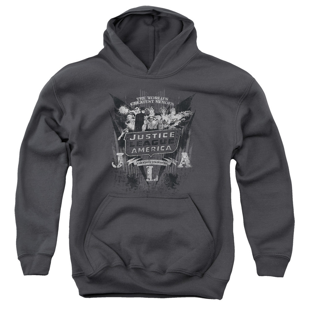 DC Comics Greatest Heroes Kids Youth Hoodie Charcoal Officially Licensed