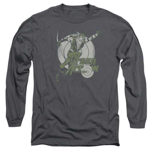 DC Comics Right on Target Mens Long Sleeve Shirt Charcoal Officially Licensed