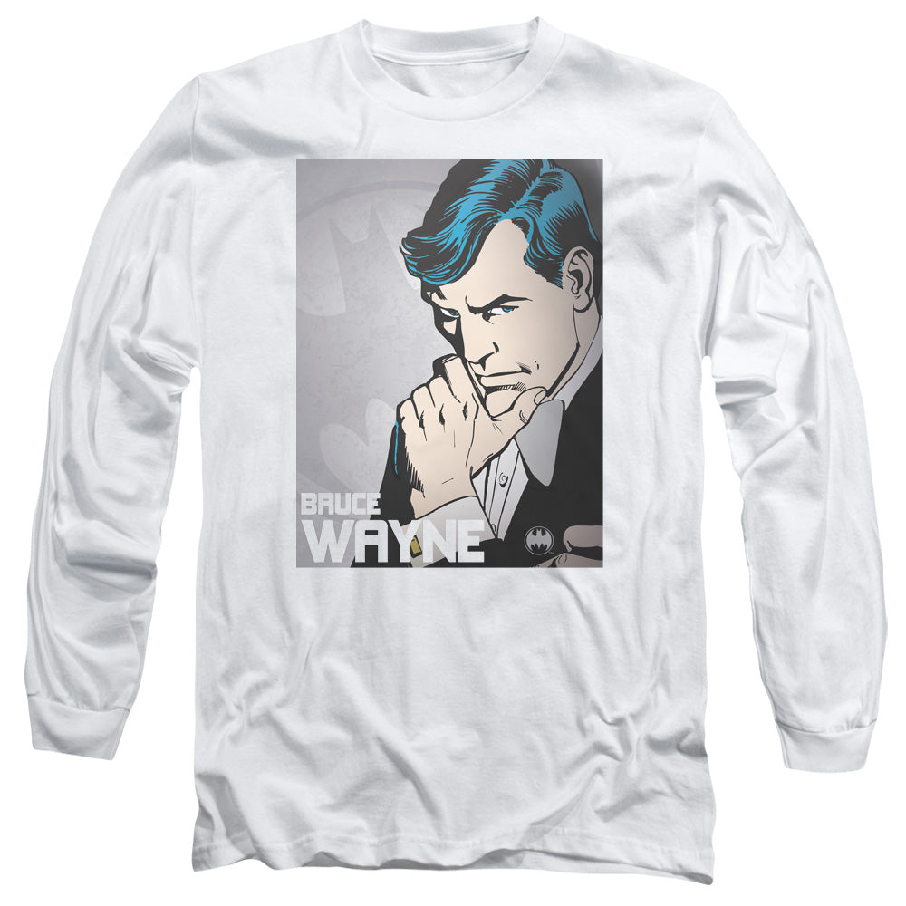DC Comics Bruce Wayne Mens Long Sleeve Shirt White Officially Licensed