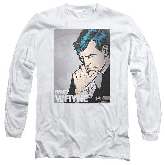 DC Comics Bruce Wayne Mens Long Sleeve Shirt White Officially Licensed