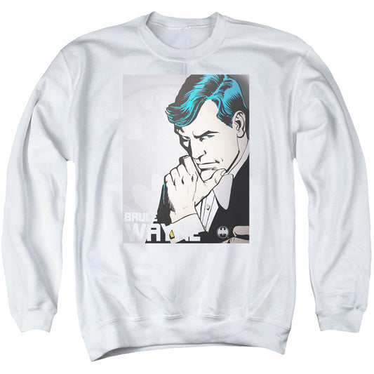 DC Comics Bruce Wayne Mens Crewneck Sweatshirt White Officially Licensed