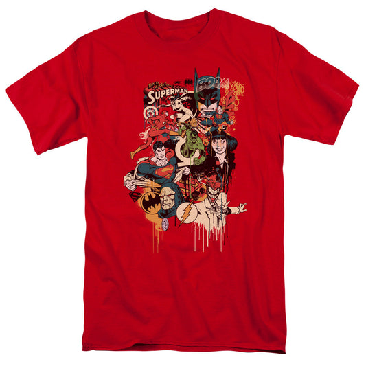 DC Comics Dripping Characters Mens T Shirt Red Officially Licensed