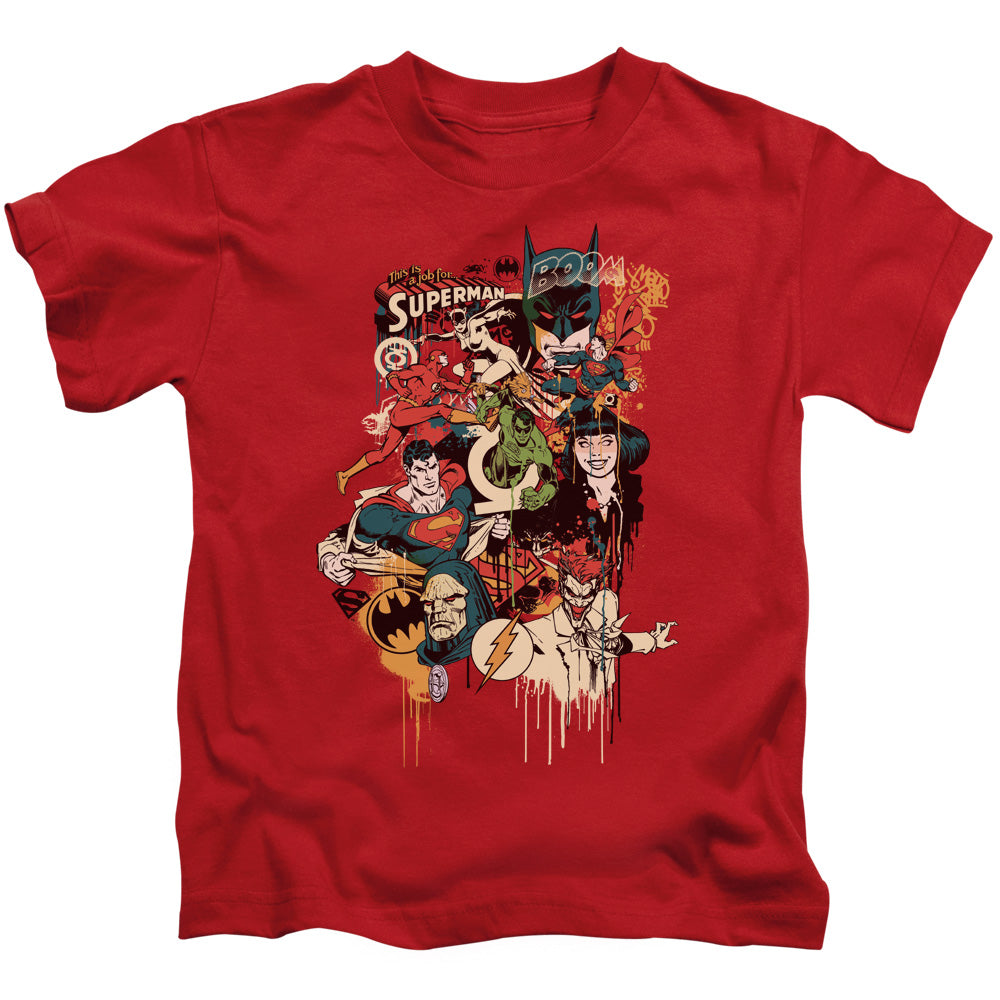 DC Comics Dripping Characters Juvenile Kids Youth T Shirt Red Officially Licensed