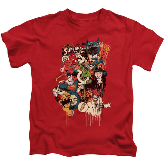 DC Comics Dripping Characters Juvenile Kids Youth T Shirt Red Officially Licensed