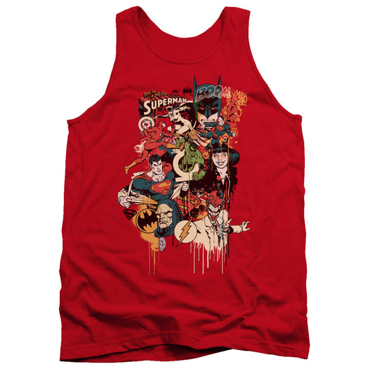 Dc Dripping Characters Mens Tank Top Shirt Red Officially Licensed