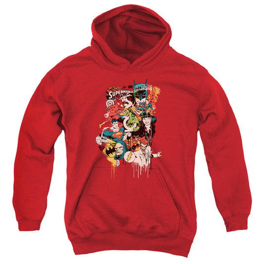 DC Comics Dripping Characters Kids Youth Hoodie Red Officially Licensed