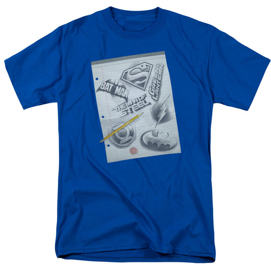 Dc Logo Note Paper Mens T Shirt Royal Officially Licensed