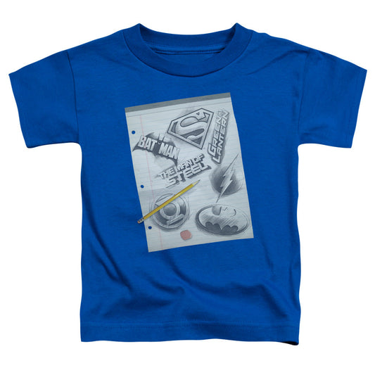 DC Comics Logo Note Paper Toddler Kids Youth T Shirt Royal Blue Officially Licensed
