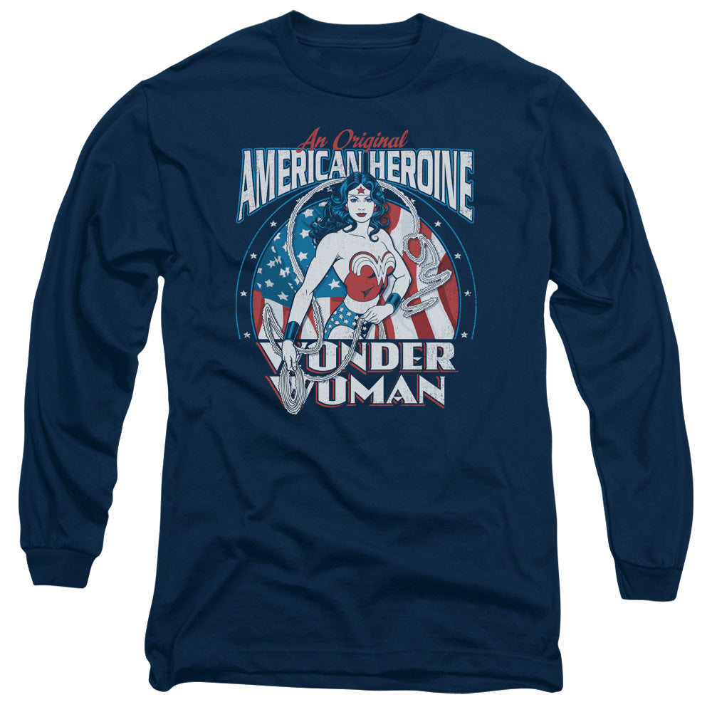 Dc American Heroine Mens Long Sleeve Shirt Navy Officially Licensed