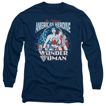 Dc American Heroine Mens Long Sleeve Shirt Navy Officially Licensed