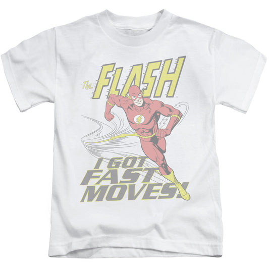 DC Comics Flash Fast Moves Juvenile Kids Youth T Shirt White Officially Licensed