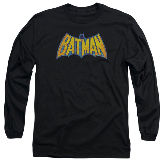 DC Comics Batman Neon Distress Logo Mens Long Sleeve Shirt Black Officially Licensed