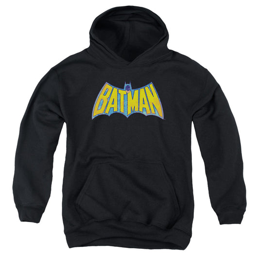 DC Comics Batman Neon Distress Logo Kids Youth Hoodie Black Officially Licensed
