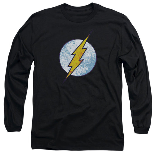 DC Comics Flash Flash Neon Distress Logo Mens Long Sleeve Shirt Black Officially Licensed