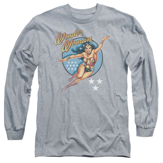 DC Comics Wonder Woman Vintage Mens Long Sleeve Shirt Athletic Heather Officially Licensed