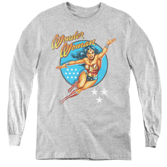 DC Comics Wonder Woman Vintage Long Sleeve Kids Youth T Shirt Athletic Heather Officially Licensed