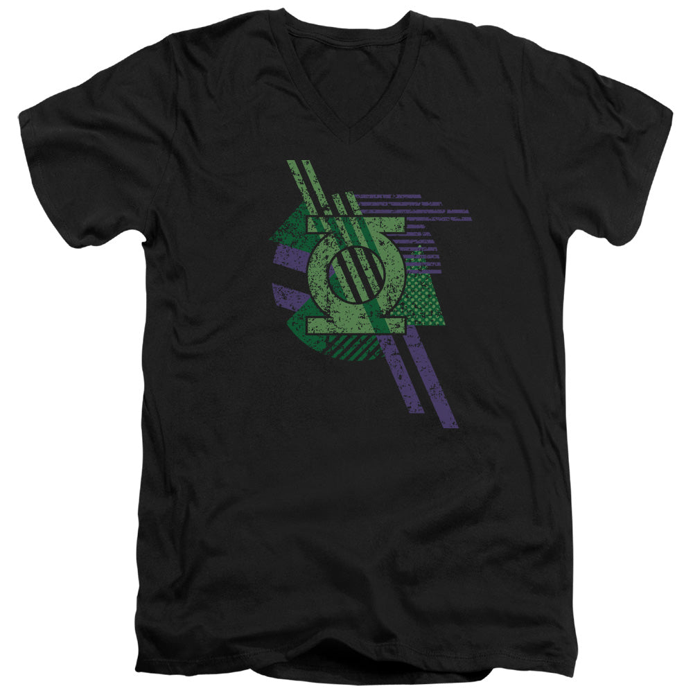DC Comics Lantern Shapes Mens Slim Fit V Neck T Shirt Black Officially Licensed