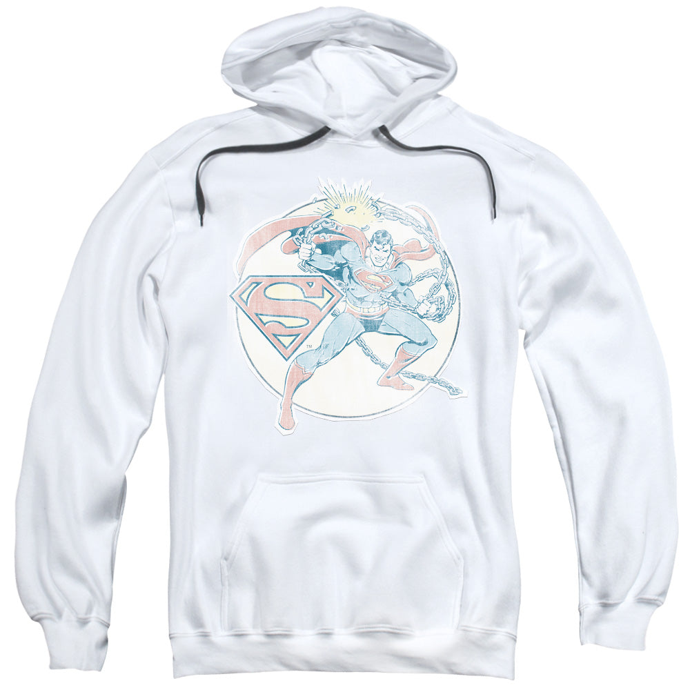DC Comics Retro Superman Iron on Mens Hoodie White Officially Licensed