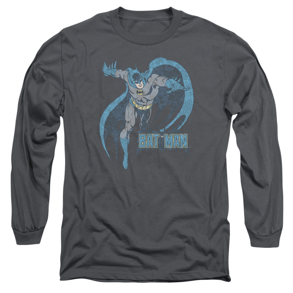 DC Comics Desaturated Batman Mens Long Sleeve Shirt Charcoal Officially Licensed