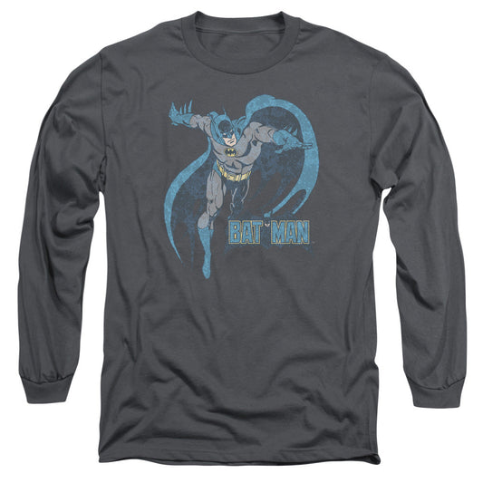 DC Comics Desaturated Batman Mens Long Sleeve Shirt Charcoal Officially Licensed