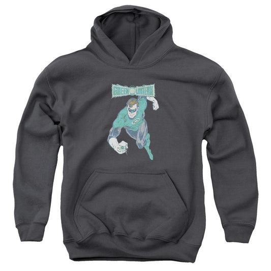 DC Comics Desaturated Green Lantern Kids Youth Hoodie Charcoal Officially Licensed