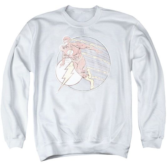 Dc Flash Retro Flash Iron On Mens Crewneck Sweatshirt White Officially Licensed