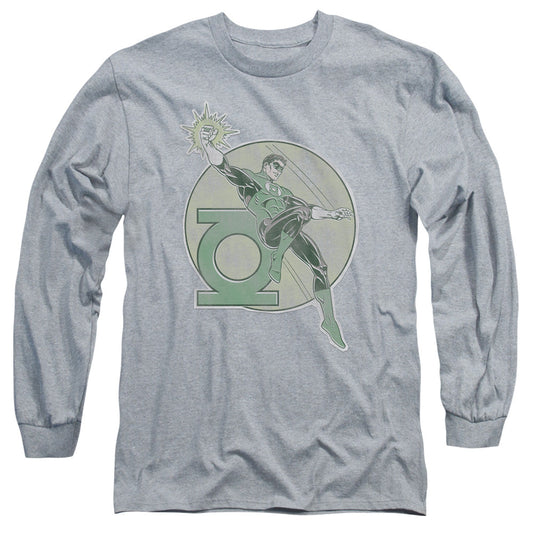 DC Comics Retro Lantern Iron on Mens Long Sleeve Shirt Athletic Heather Officially Licensed