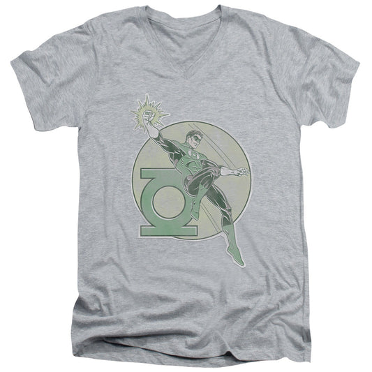 DC Comics Retro Lantern Iron on Mens Slim Fit V Neck T Shirt Athletic Heather Officially Licensed