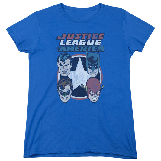 DC Comics 4 Stars Womens T Shirt Royal Blue Officially Licensed