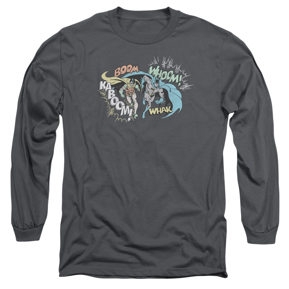 DC Comics Action Duo Mens Long Sleeve Shirt Charcoal Officially Licensed