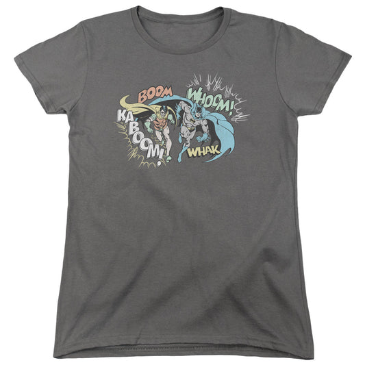 DC Comics Action Duo Womens T Shirt Charcoal Officially Licensed