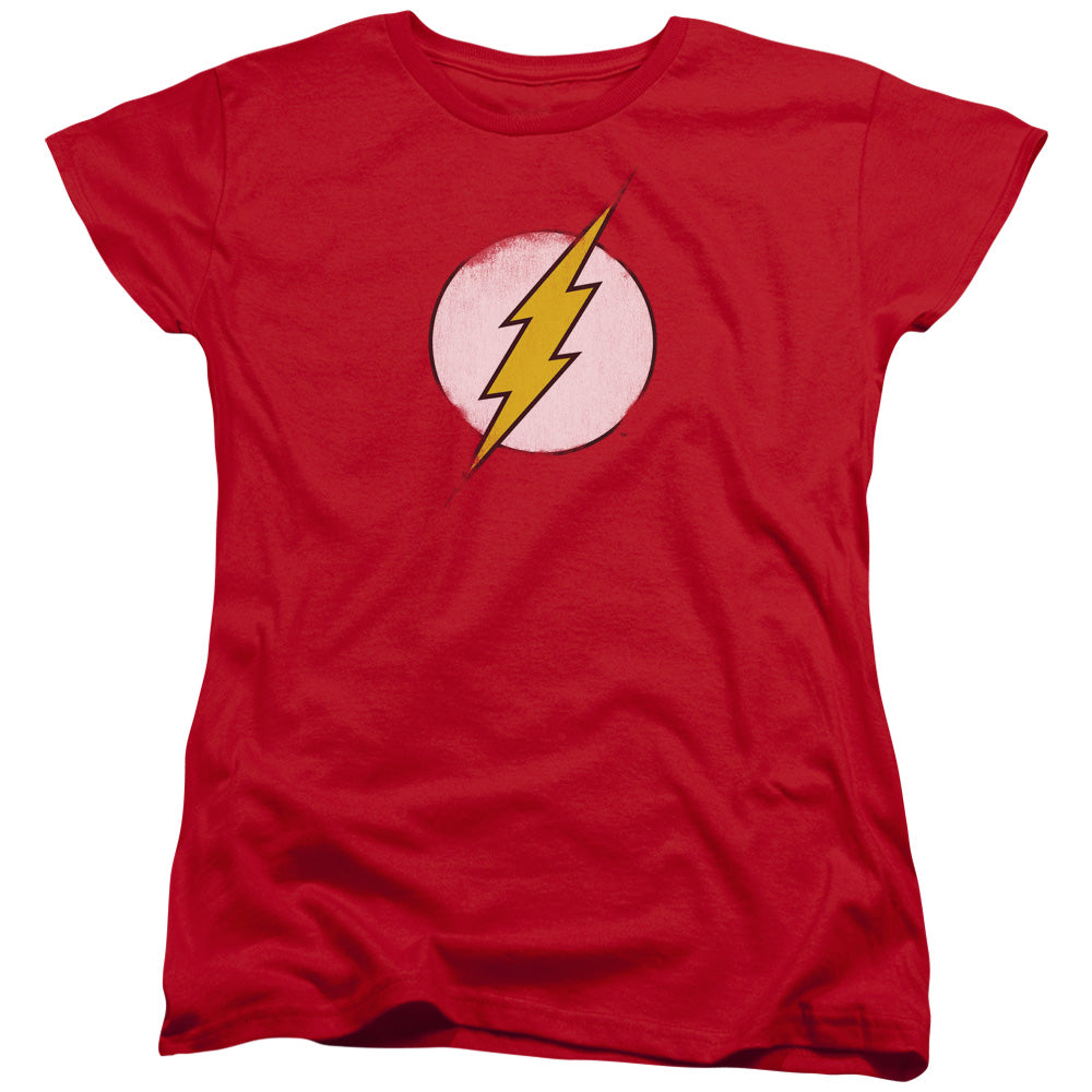 DC Comics Flash Rough Flash Logo Womens T Shirt Red Officially Licensed