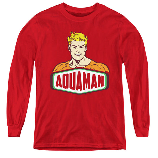 DC Comics Aquaman Sign Long Sleeve Kids Youth T Shirt Red Officially Licensed