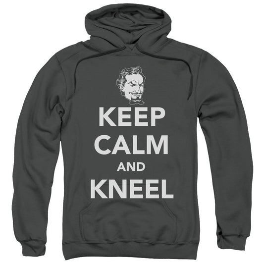 DC Comics Keep Calm and Kneel Mens Hoodie Charcoal Officially Licensed