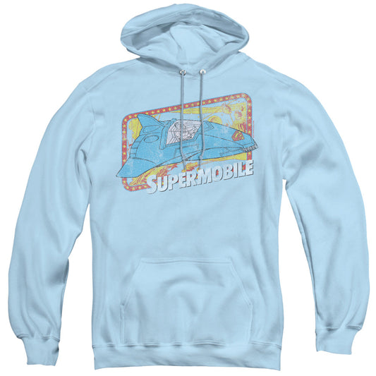 DC Comics Supermobile Mens Hoodie Light Blue Officially Licensed