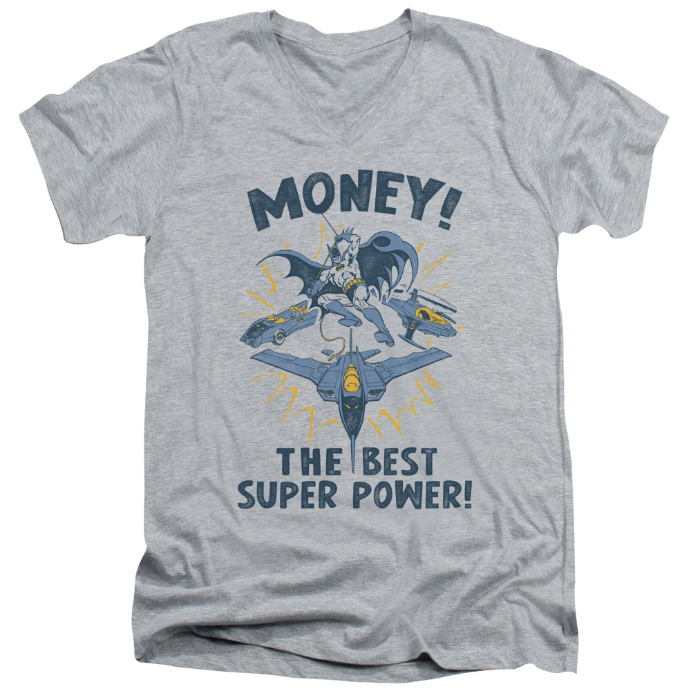 DC Comics Money Mens Slim Fit V Neck T Shirt Athletic Heather Officially Licensed