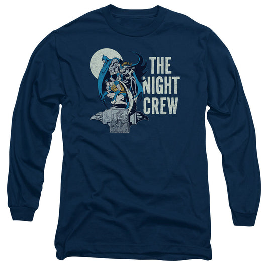 DC Comics Night Crew Mens Long Sleeve Shirt Navy Blue Officially Licensed