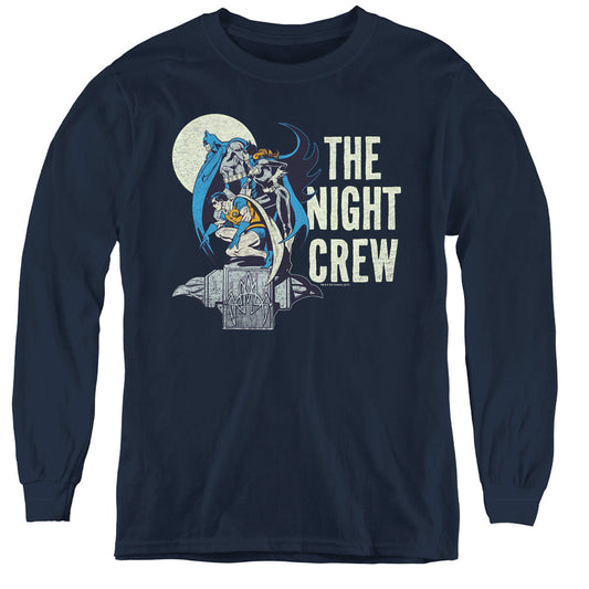 DC Comics Night Crew Long Sleeve Kids Youth T Shirt Navy Blue Officially Licensed