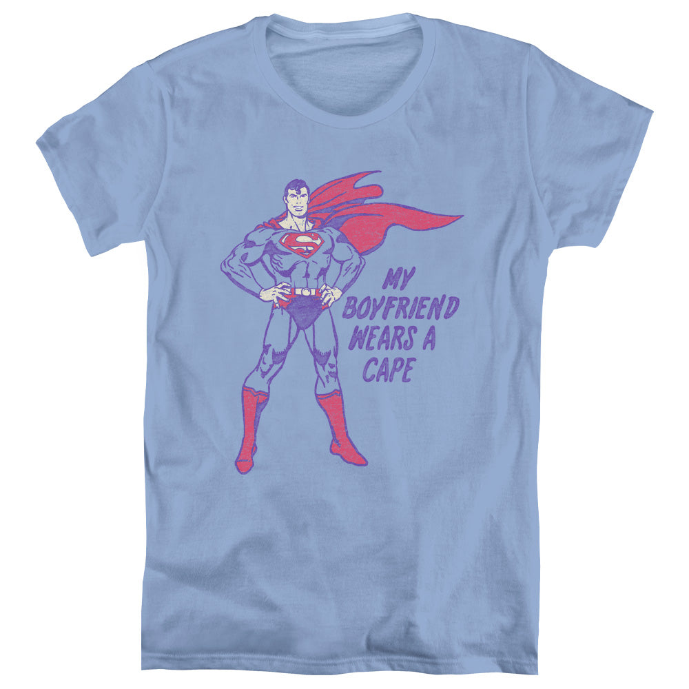 DC Comics Wears a Cape Womens T Shirt Carolina Blue Officially Licensed
