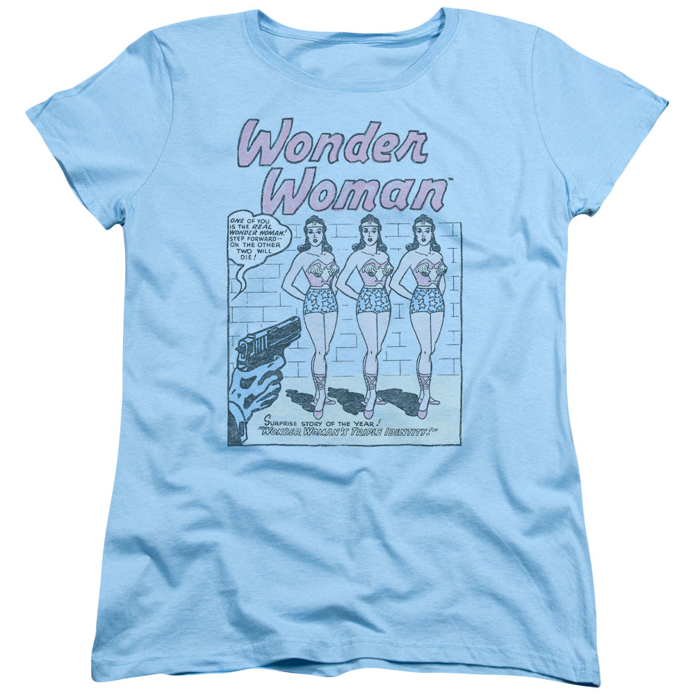 DC Comics Multiple Ww Womens T Shirt Light Blue Officially Licensed