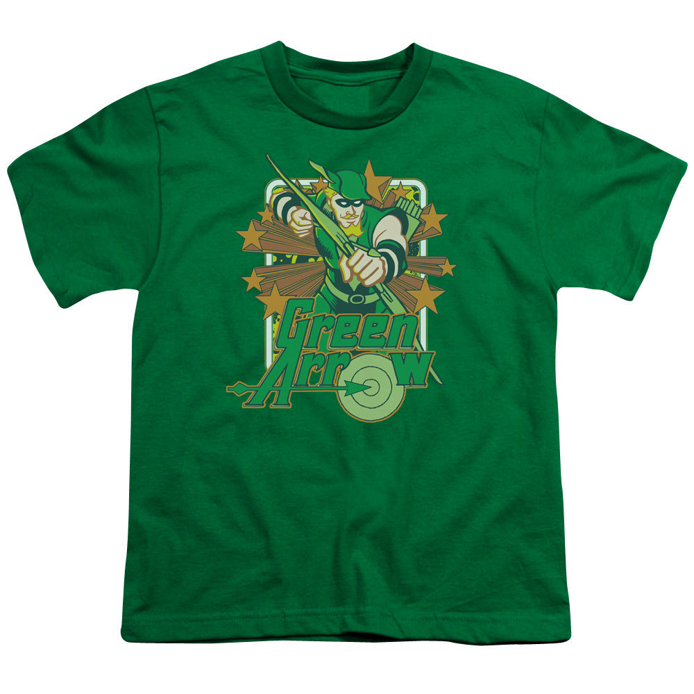 DC Comics Green Arrow Stars Kids Youth T Shirt Kelly Green Officially Licensed