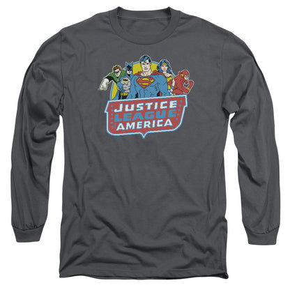 Dc 8 Bit League Mens Long Sleeve Shirt Charcoal Officially Licensed