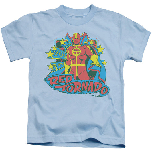 DC Comics Red Tornado Stars Juvenile Kids Youth T Shirt Light Blue Officially Licensed