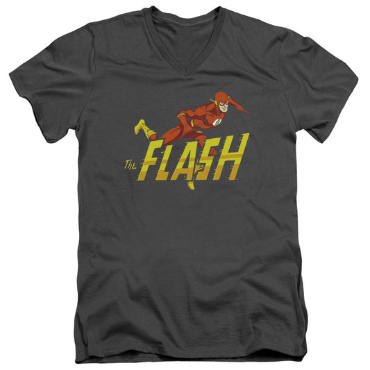 DC Comics Flash 8 Bit Flash Mens Slim Fit V Neck T Shirt Black Officially Licensed