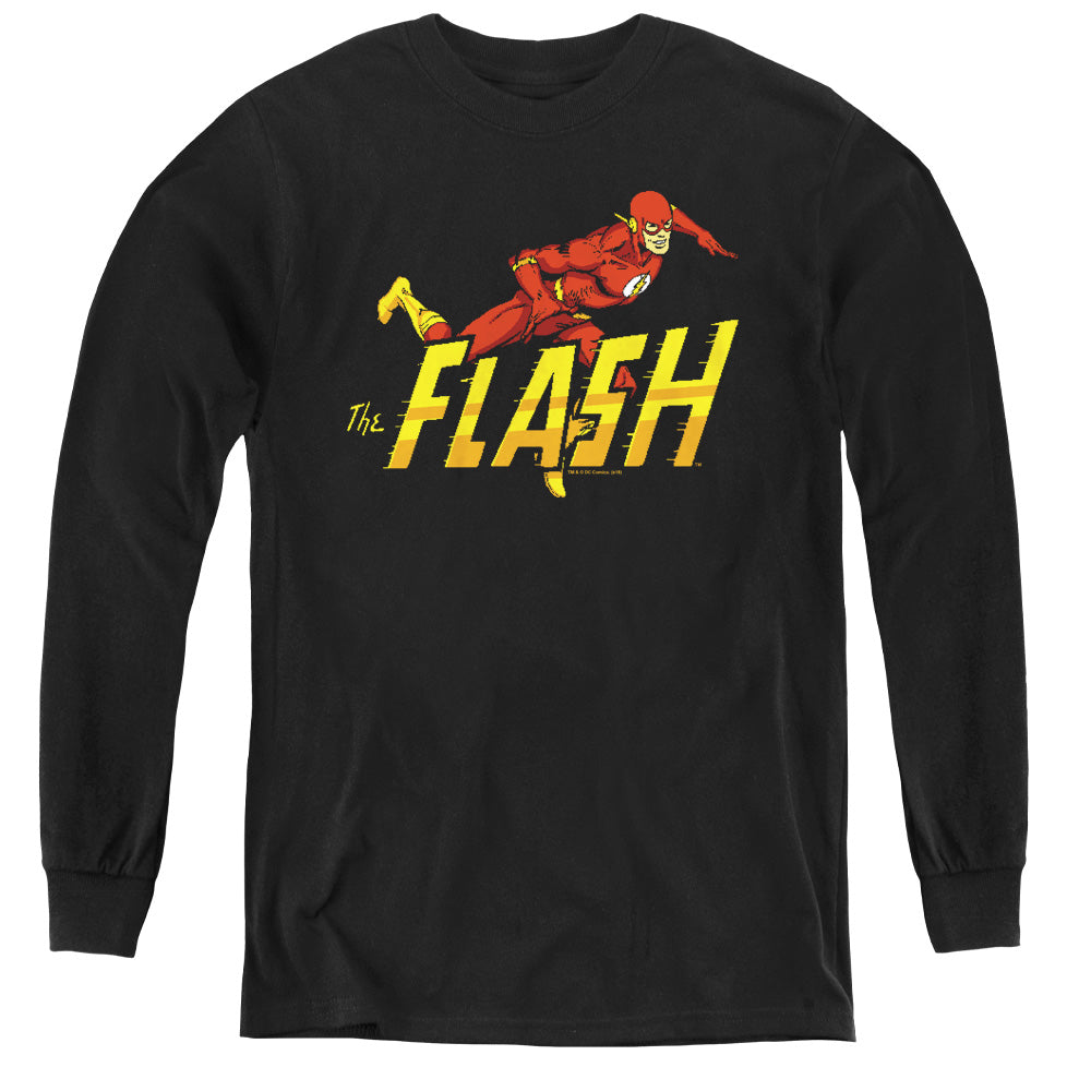DC Comics Flash 8 Bit Flash Long Sleeve Kids Youth T Shirt Black Officially Licensed