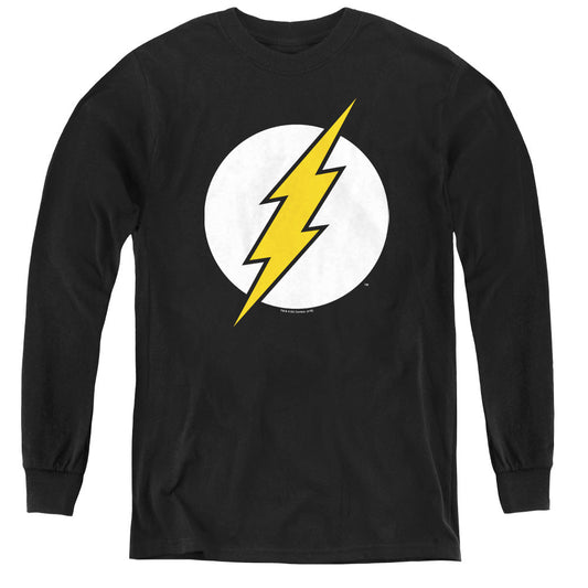 DC Comics Flash Fl Classic Long Sleeve Kids Youth T Shirt Black Officially Licensed