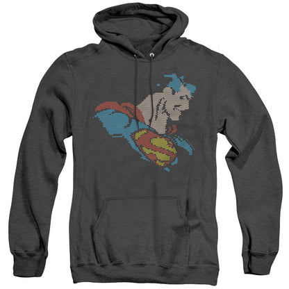 Dc Lite Brite Superman Mens Heather Hoodie Black Officially Licensed