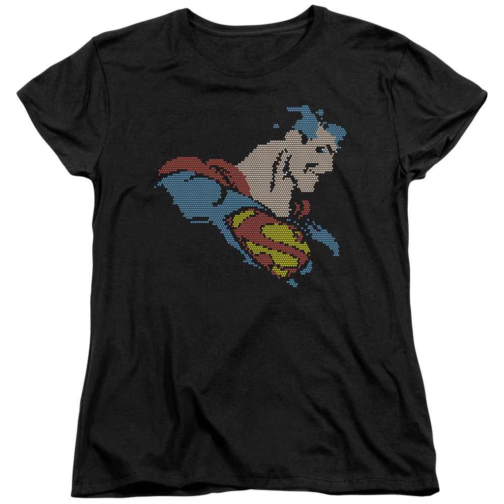 DC Comics Lite Brite Superman Womens T Shirt Black Officially Licensed