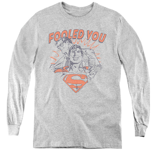 DC Comics Fooled You Long Sleeve Kids Youth T Shirt Athletic Heather Officially Licensed